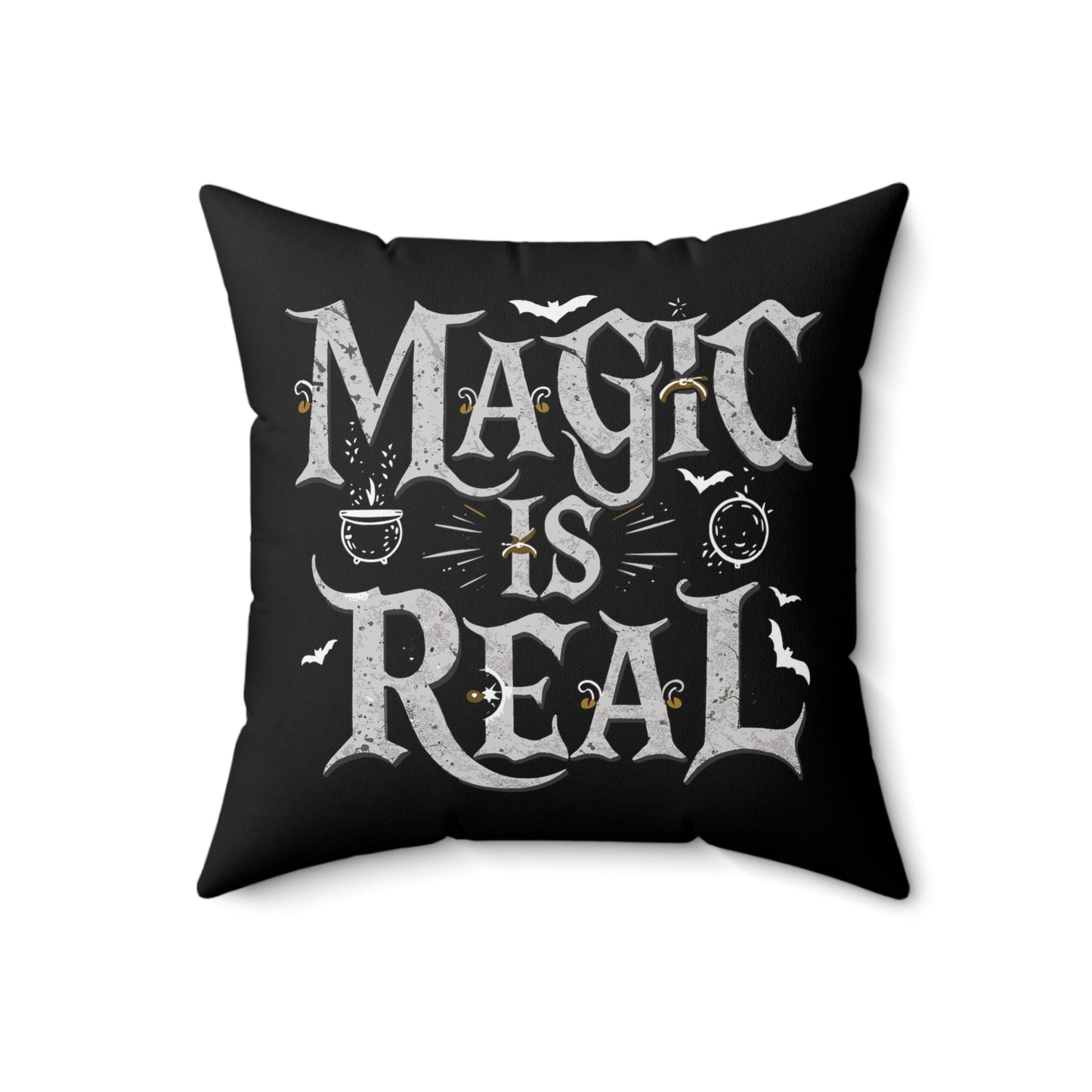 Home Decor - Magic Is Real - Occult Wicca Witch Goth - Harry Potter Fans - Square Throw Pillow - Mystical Design, 2-Sided, Fantasy Decor, Enchanted Style from Crypto Zoo Tees