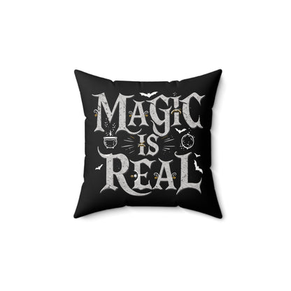 Home Decor - Magic Is Real - Occult Wicca Witch Goth - Harry Potter Fans - Square Throw Pillow - Mystical Design, 2-Sided, Fantasy Decor, Enchanted Style from Crypto Zoo Tees