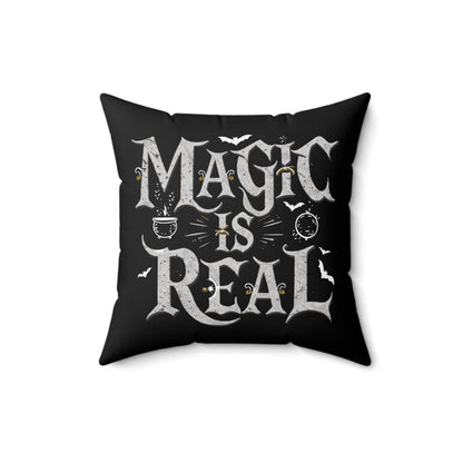 Home Decor - Magic Is Real - Occult Wicca Witch Goth - Harry Potter Fans - Square Throw Pillow - Mystical Design, 2-Sided, Fantasy Decor, Enchanted Style from Crypto Zoo Tees