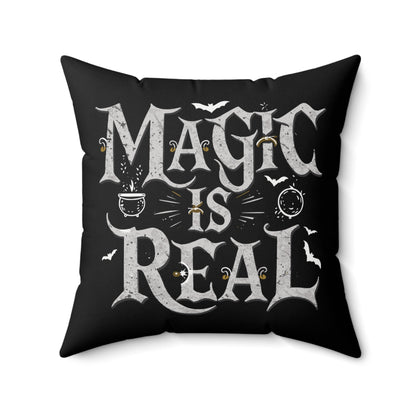 Home Decor - Magic Is Real - Occult Wicca Witch Goth - Harry Potter Fans - Square Throw Pillow - Mystical Design, 2-Sided, Fantasy Decor, Enchanted Style from Crypto Zoo Tees