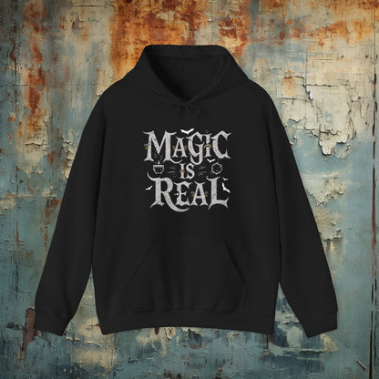 Hoodie - Magic Is Real | Witch Wiccah Harry Potter Fan | Hoodie | Hooded Sweatshirt from Crypto Zoo Tees