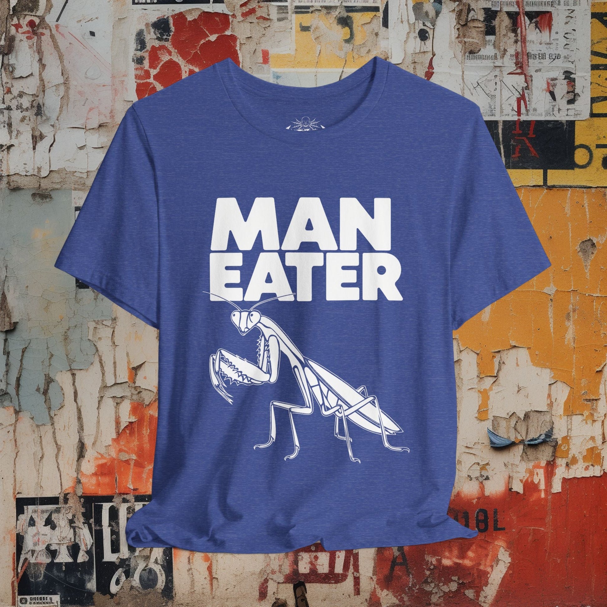 T-Shirt - MAN EATER Praying Mantis Tee | Unisex T-shirt | Funny, Punk, Grrrl Power | Goth/Gothic from Crypto Zoo Tees