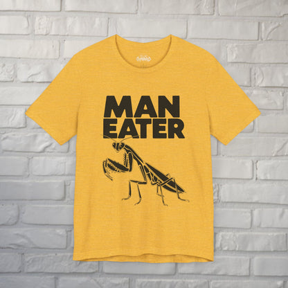 T-Shirt - MAN EATER Praying Mantis Tee | Unisex T-shirt | Funny, Punk, Grrrl Power | Goth/Gothic from Crypto Zoo Tees