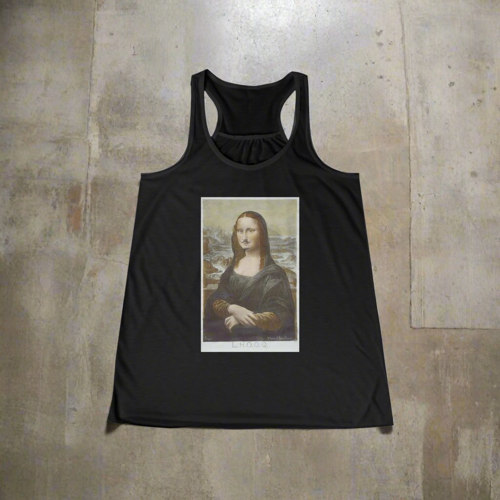 Tank Top - Marcel Duchamp Racerback Tank Top Shirt | LHOOQ Mona Lisa with Mustache T-shirt | Dada Art Tee from Crypto Zoo Tees