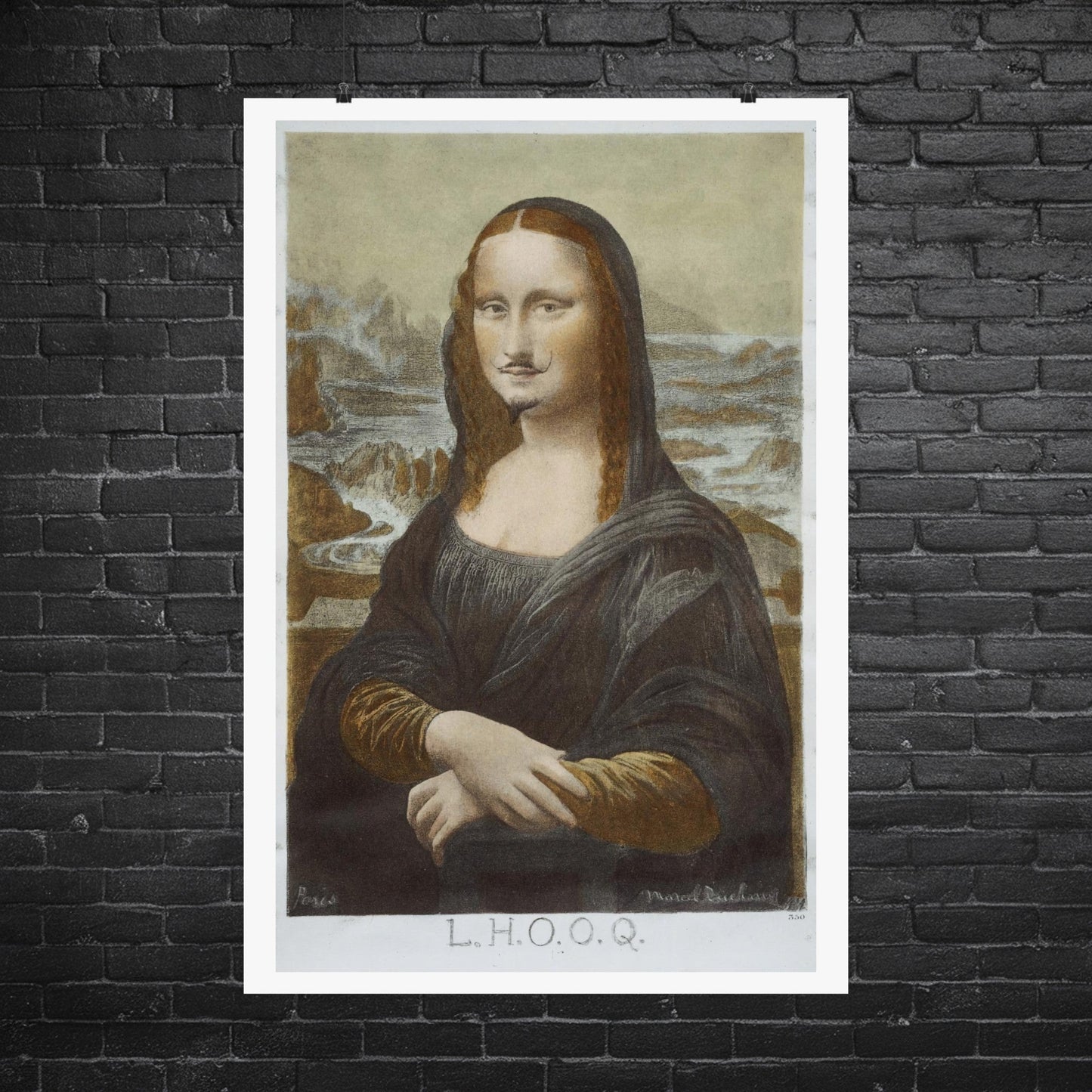 Poster - Marcel Duchamp Wall Art | LHOOQ Mona Lisa with Mustache | Dada Art Poster (Reprint) | Museum - Quality Poster | Home Decor from Crypto Zoo Tees