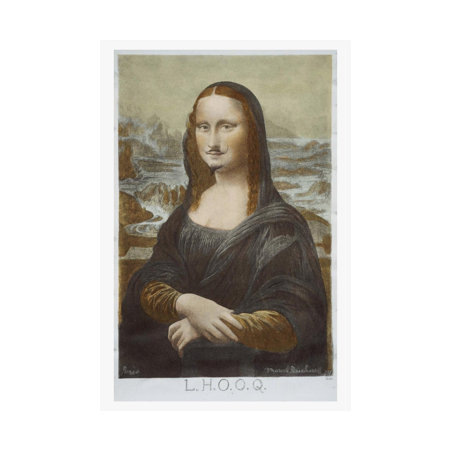 Poster - Marcel Duchamp Wall Art | LHOOQ Mona Lisa with Mustache | Dada Art Poster (Reprint) | Museum - Quality Poster | Home Decor from Crypto Zoo Tees