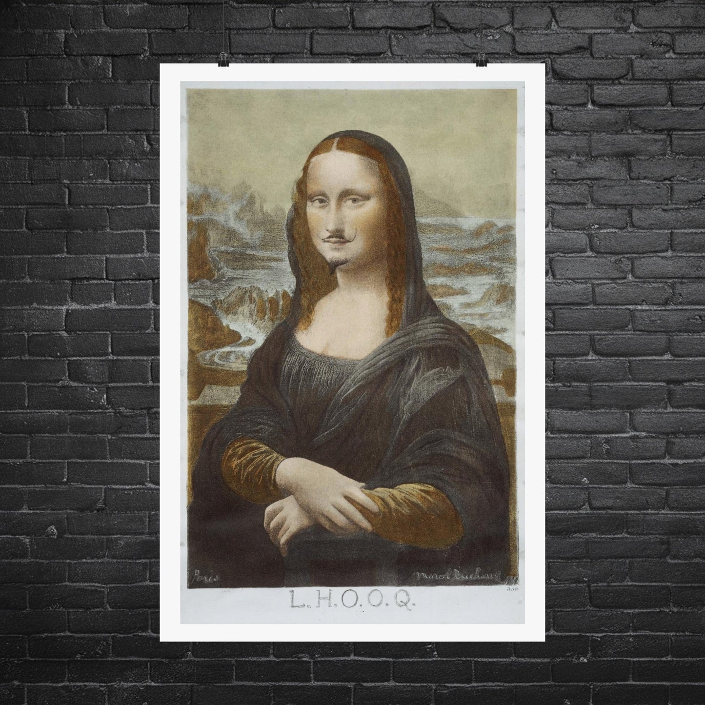 Poster - Marcel Duchamp Wall Art | LHOOQ Mona Lisa with Mustache | Dada Art Poster (Reprint) | Museum - Quality Poster | Home Decor from Crypto Zoo Tees