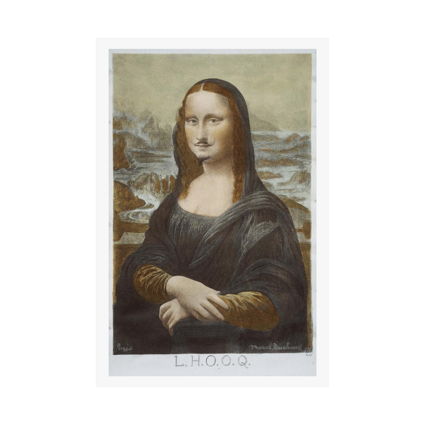 Poster - Marcel Duchamp Wall Art | LHOOQ Mona Lisa with Mustache | Dada Art Poster (Reprint) | Museum - Quality Poster | Home Decor from Crypto Zoo Tees