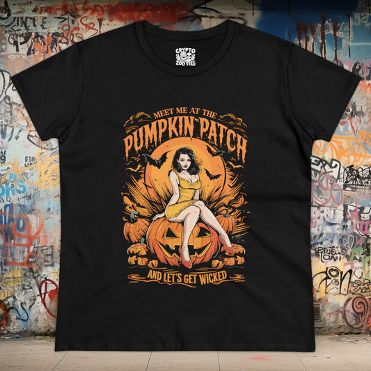 T - Shirt - Meet Me at the Pumpkin Patch | Halloween | Women's T - Shirt | Cotton Tee from Crypto Zoo Tees