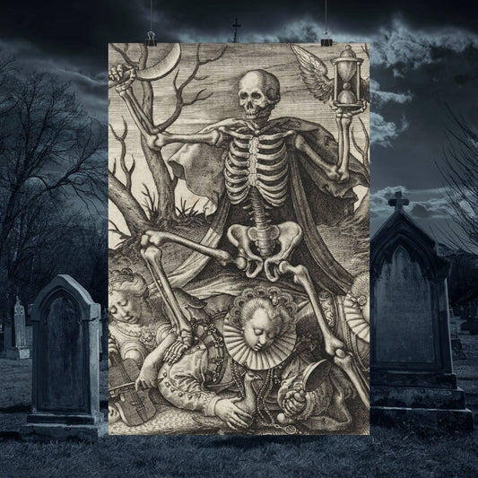 Poster - Memento Mori Gothic Death Skeleton Poster from Crypto Zoo Tees