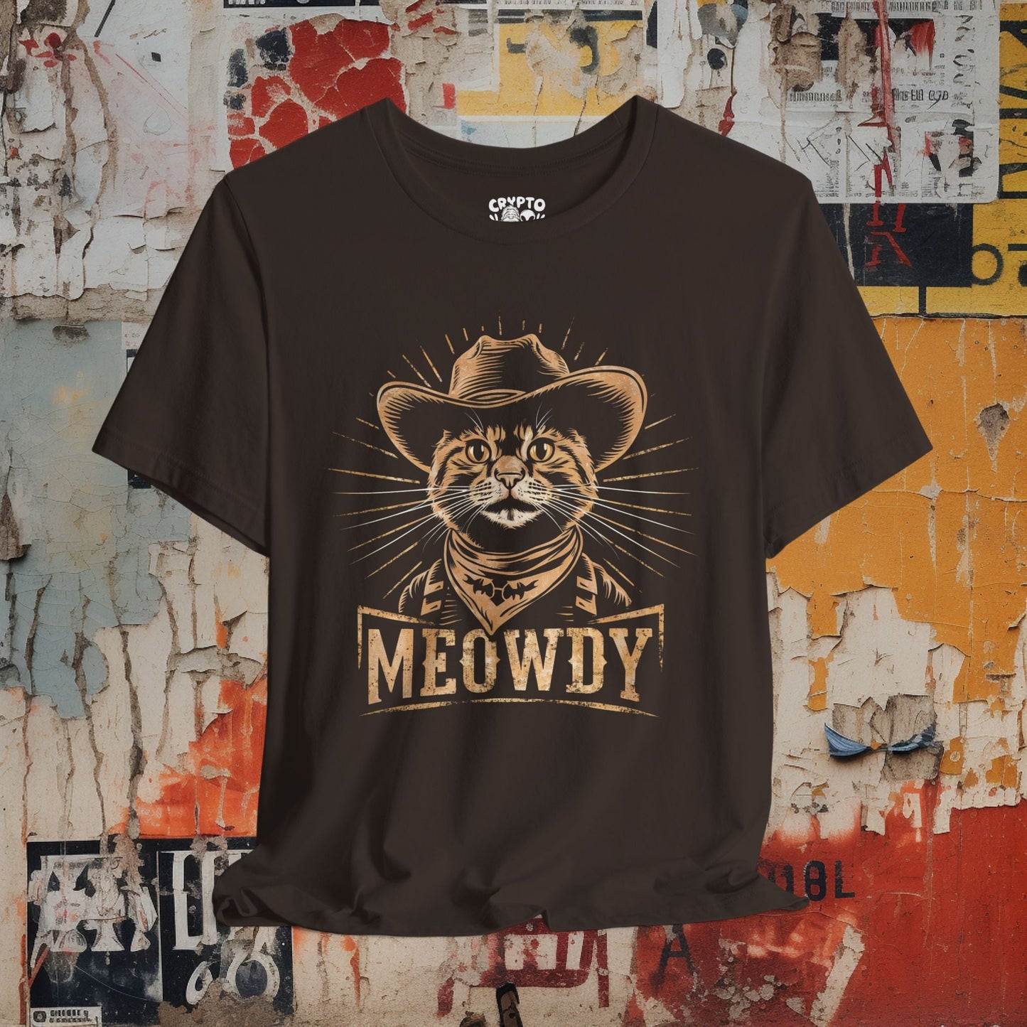 T-Shirt - Meowdy Cowboy Cat Funny Tee, Western Cat Graphic Shirt, Quirky Cowboy T-Shirt, Funny Cat Lover Apparel, Western Humor Tee, Cute Cat Shirt from Crypto Zoo Tees