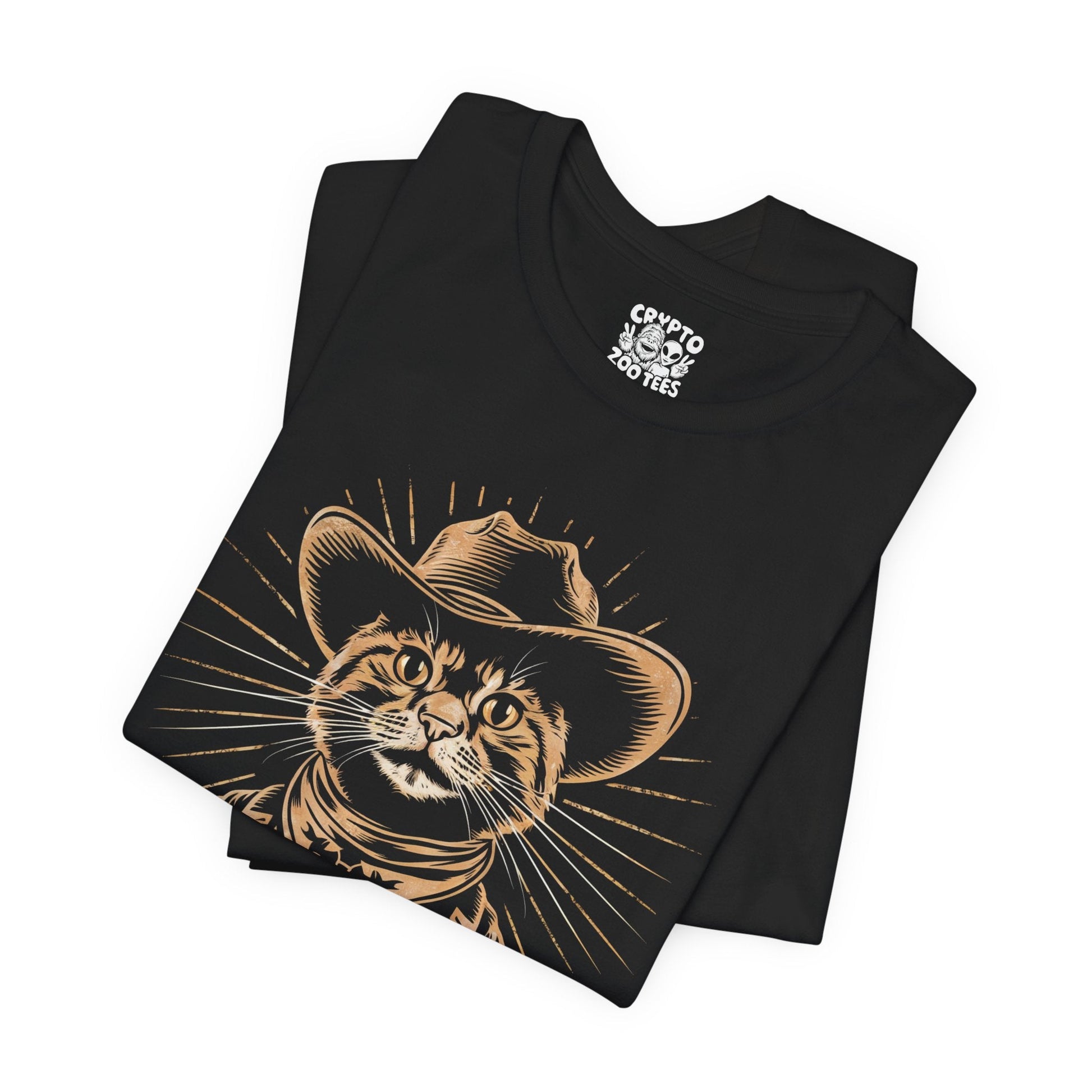 T-Shirt - Meowdy Cowboy Cat Funny Tee, Western Cat Graphic Shirt, Quirky Cowboy T-Shirt, Funny Cat Lover Apparel, Western Humor Tee, Cute Cat Shirt from Crypto Zoo Tees