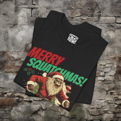 T-Shirt - Merry Squatchmas | Funny Bigfoot Christmas Shirt | Bella + Canvas Unisex T-shirt from Crypto Zoo Tees