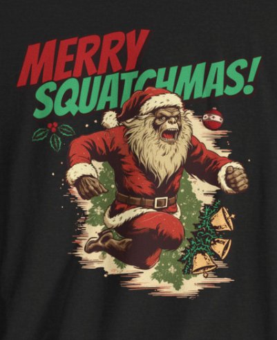 T-Shirt - Merry Squatchmas | Funny Bigfoot Christmas Shirt | Bella + Canvas Unisex T-shirt from Crypto Zoo Tees