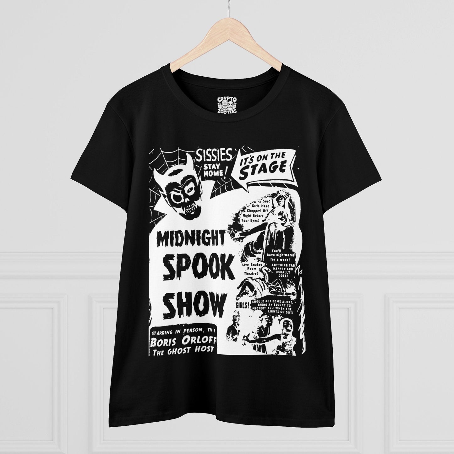 T-Shirt - Midnight Spook Show | Women's T-Shirt | Cotton Tee from Crypto Zoo Tees