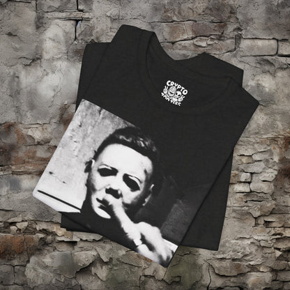 T-Shirt - Mike Myers Halloween Middle Finger Tee | Bella + Canvas Unisex T-shirt from Crypto Zoo Tees