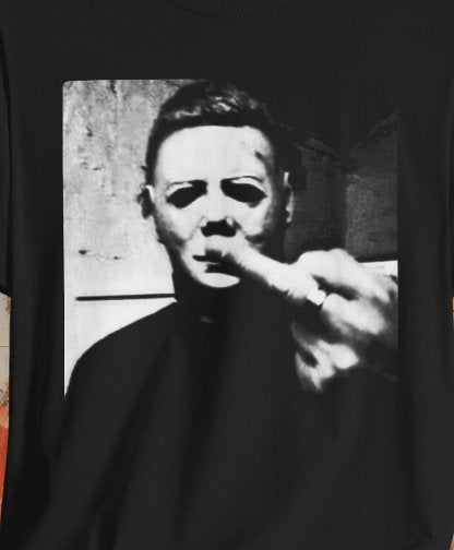 T-Shirt - Mike Myers Halloween Middle Finger Tee | Bella + Canvas Unisex T-shirt from Crypto Zoo Tees