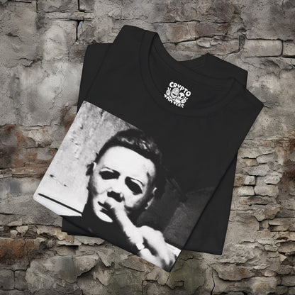 T-Shirt - Mike Myers Halloween Middle Finger Tee | Bella + Canvas Unisex T-shirt from Crypto Zoo Tees