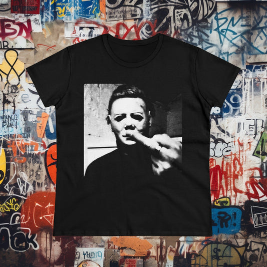 T-Shirt - Mike Myers Middle Finger Ladies Tee | Women's T-Shirt | Cotton Tee from Crypto Zoo Tees