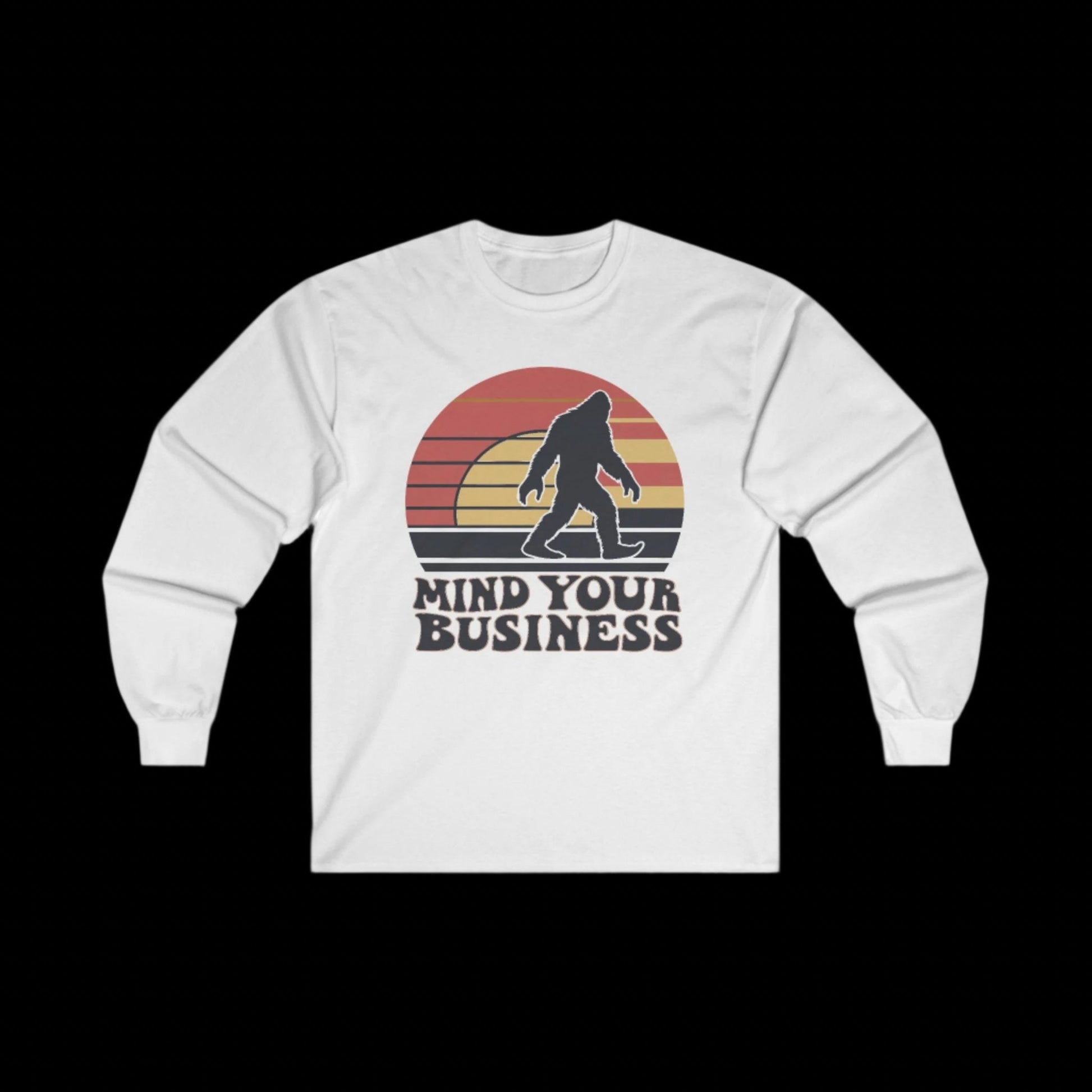 Long - sleeve - Mind Your Business | Bigfoot Sasquatch | Long Sleeve T-shirt from Crypto Zoo Tees