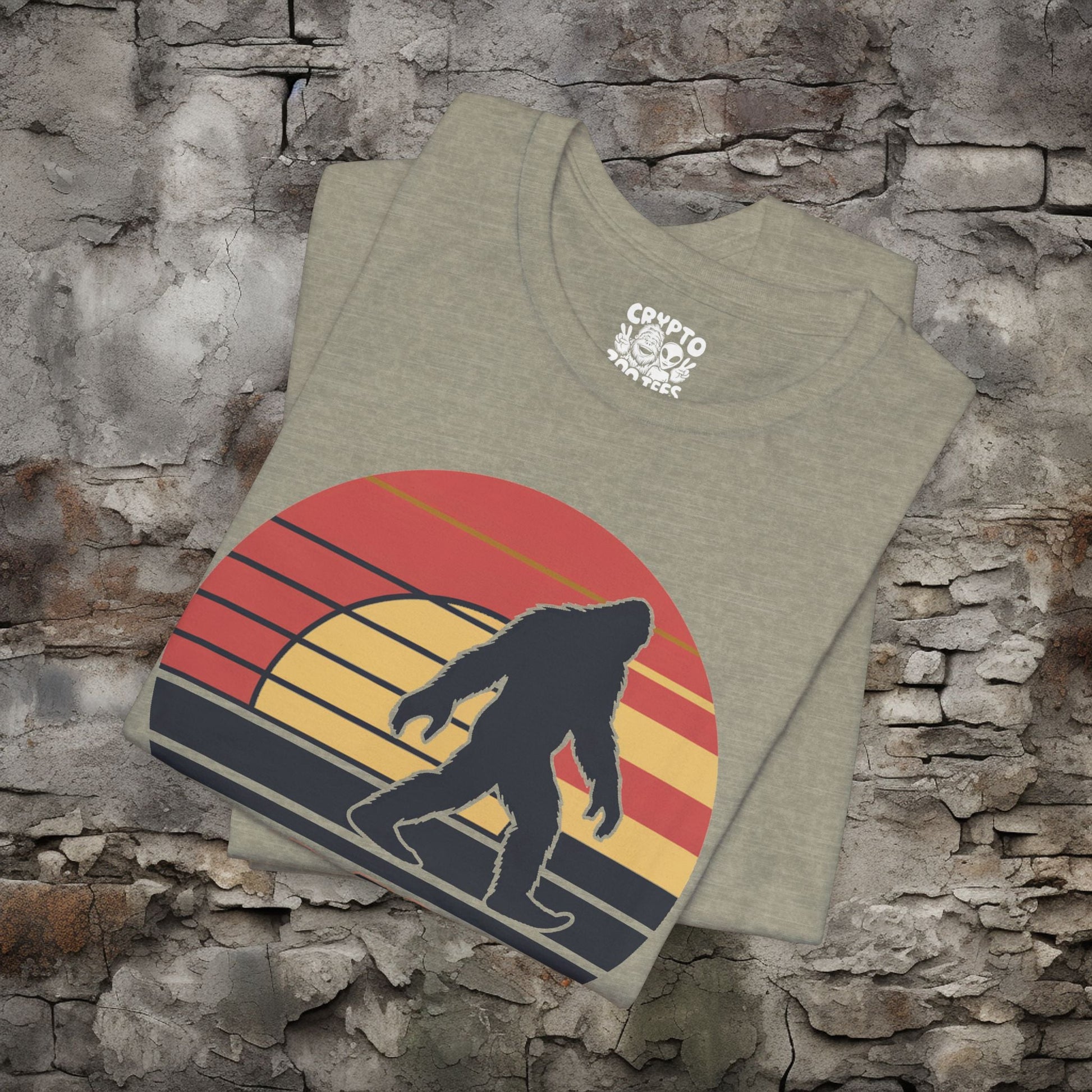 T - Shirt - Mind Your Business Retro Bigfoot | Fun Design | Bella + Canvas Unisex T - shirt from Crypto Zoo Tees