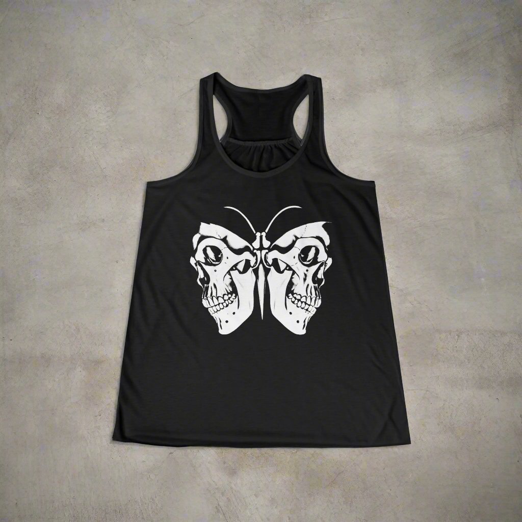 Tank Top - Moth with Skull Wings | Skulls and Skeletons | Horror | Ladies Racerback Tank Top from Crypto Zoo Tees