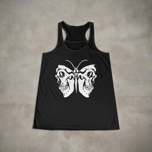 Tank Top - Moth with Skull Wings | Skulls and Skeletons | Horror | Ladies Racerback Tank Top from Crypto Zoo Tees