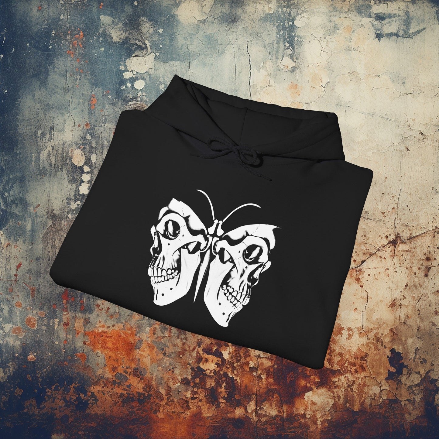 Hoodie - Moth with Skull Wings | Skulls and Skeletons | Horror | Print on Both Sides | Hoodie | Hooded Sweatshirt from Crypto Zoo Tees