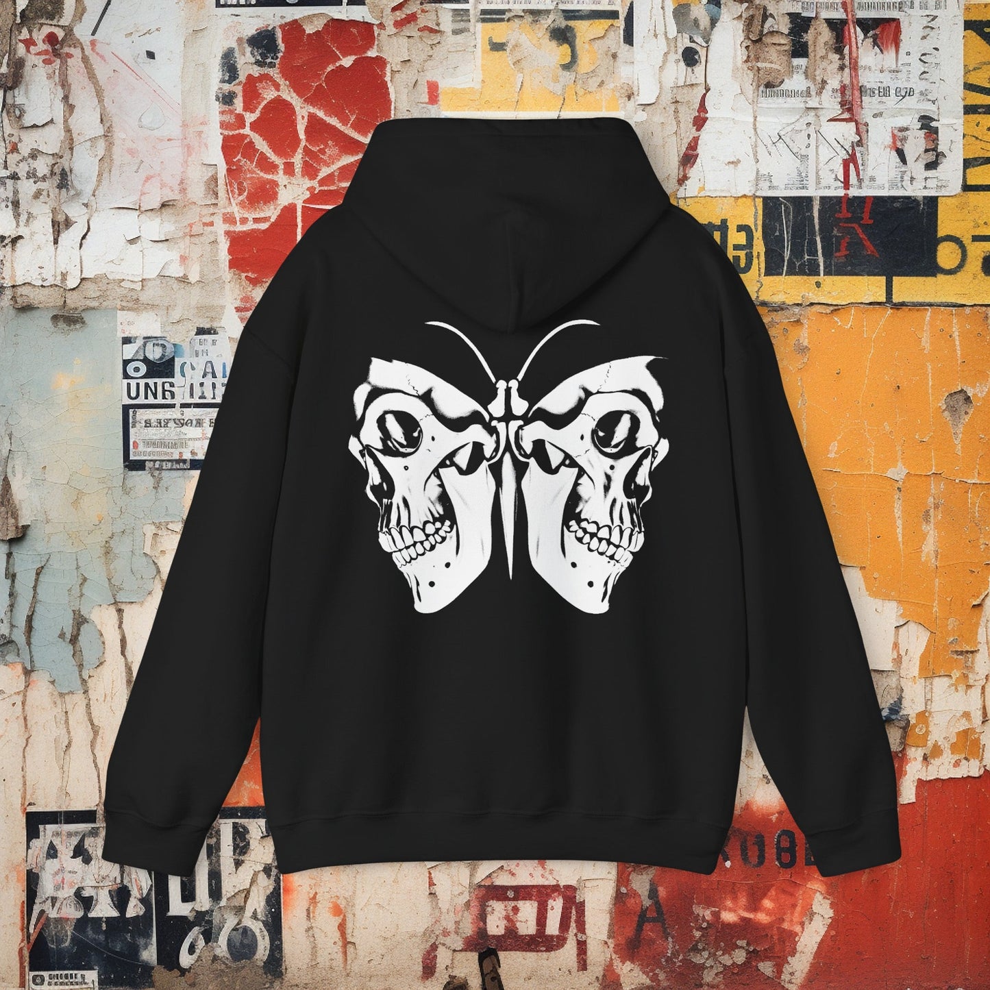 Hoodie - Moth with Skull Wings | Skulls and Skeletons | Horror | Print on Both Sides | Hoodie | Hooded Sweatshirt from Crypto Zoo Tees