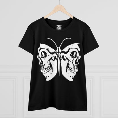 T - Shirt - Moth with Skull Wings | Skulls and Skeletons | Horror | Women's T - Shirt | Cotton Tee from Crypto Zoo Tees