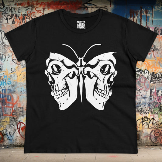 T - Shirt - Moth with Skull Wings | Skulls and Skeletons | Horror | Women's T - Shirt | Cotton Tee from Crypto Zoo Tees