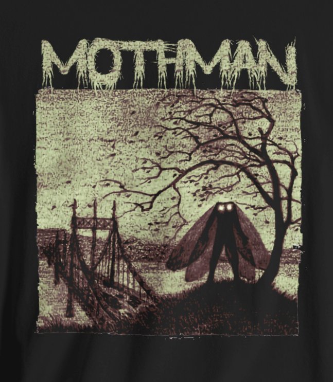 T - Shirt - Mothman and Bridge | Paranormal | Bella + Canvas Unisex T - shirt from Crypto Zoo Tees