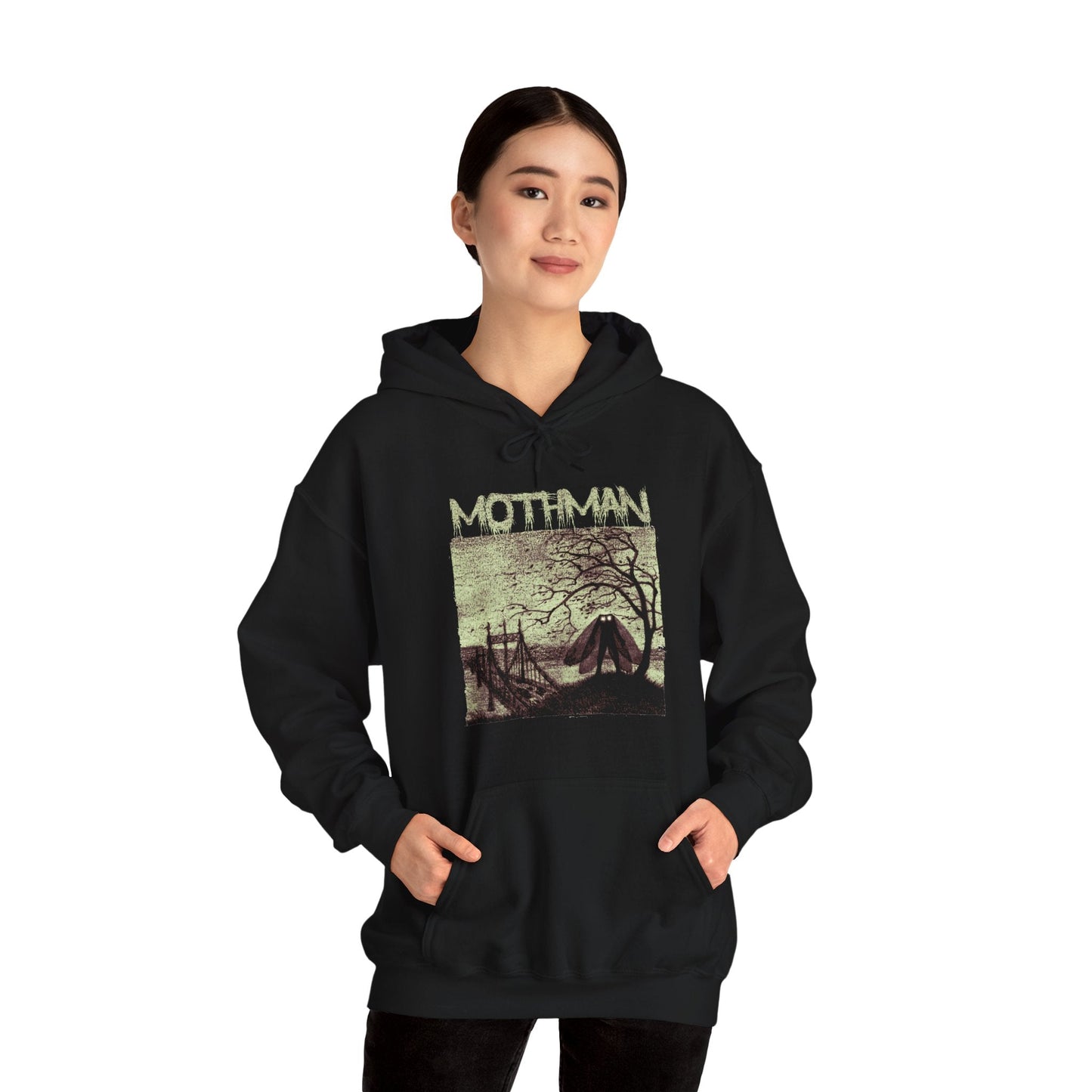 Hoodie - Mothman Bridge Single Sided Hoodie from Crypto Zoo Tees