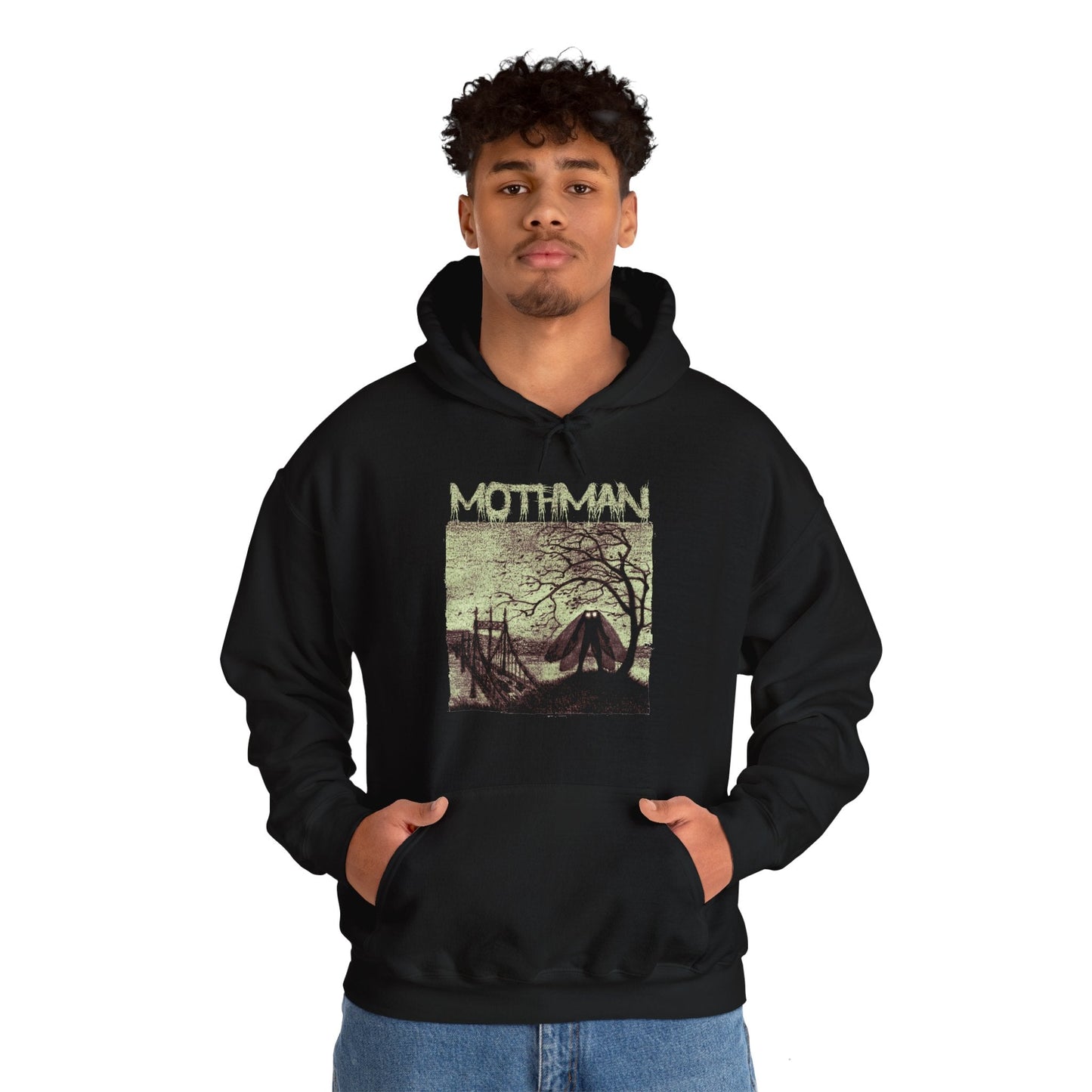 Hoodie - Mothman Bridge Single Sided Hoodie from Crypto Zoo Tees