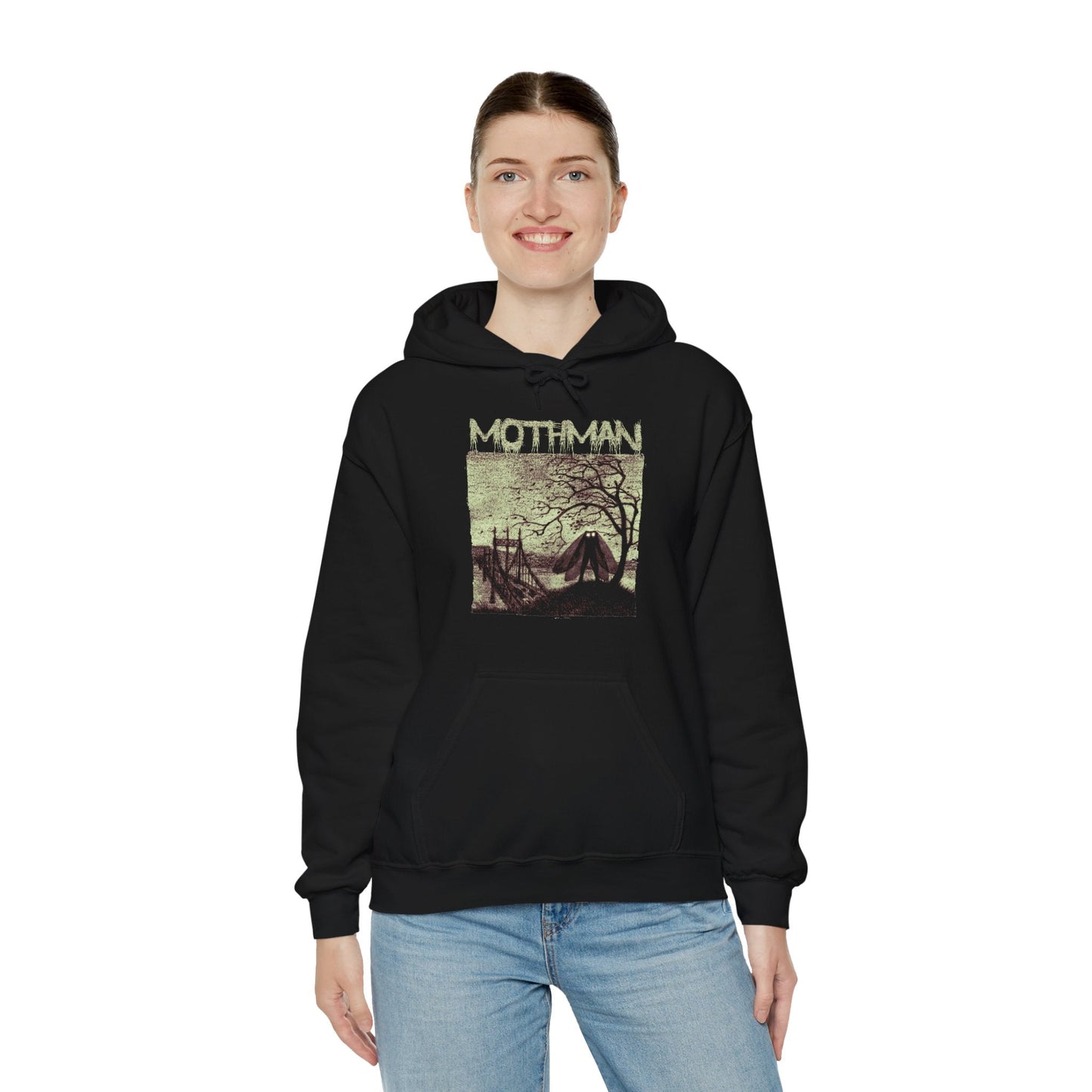 Hoodie - Mothman Bridge Single Sided Hoodie from Crypto Zoo Tees