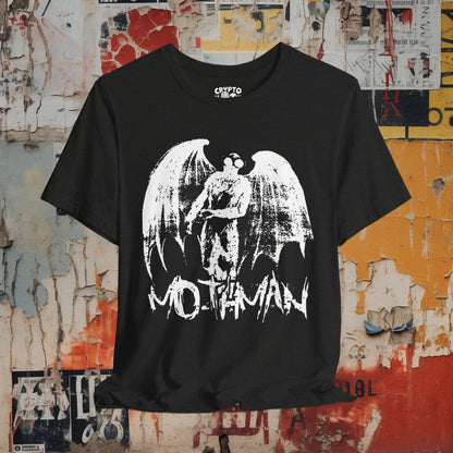 T - Shirt - Mothman Distressed White Stencil | Paranormal | Bella + Canvas Unisex T - shirt from Crypto Zoo Tees