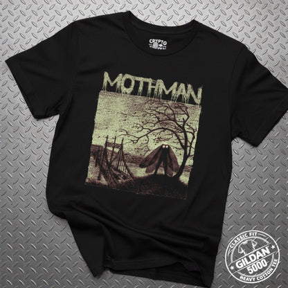 T-Shirt - Mothman Shirt | Unisex Heavy Cotton - Gildan 5000 | Mothman, Cryptids | Goth/Gothic from Crypto Zoo Tees