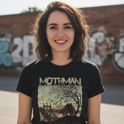 T-Shirt - Mothman Shirt | Unisex Heavy Cotton - Gildan 5000 | Mothman, Cryptids | Goth/Gothic from Crypto Zoo Tees