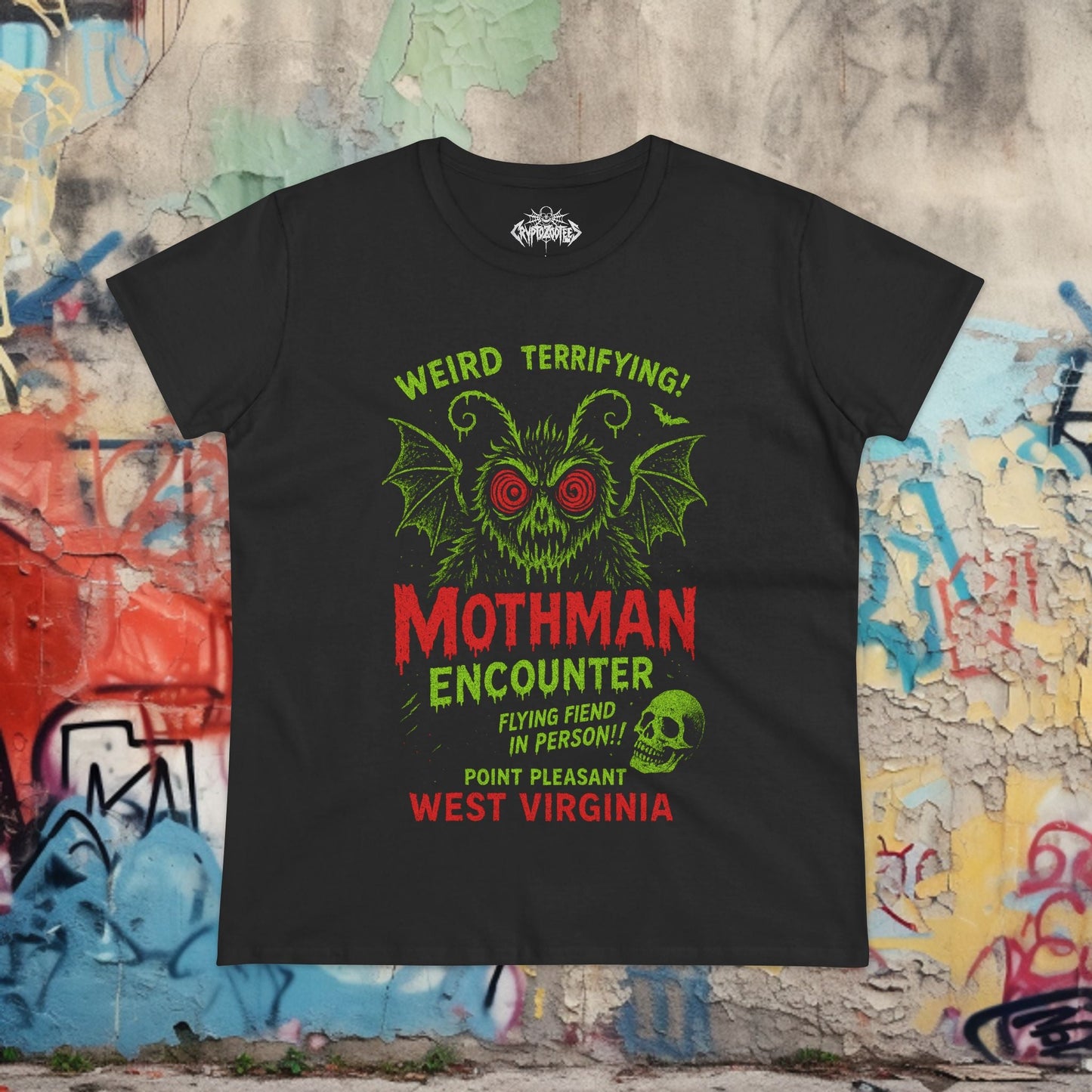 T-Shirt - Mothman T-Shirt | Cryptids, Retro & Vintage | Unisex Shirt, Ladies Tee, Tank Top, Long Sleeve, Sweatshirt, Hoodie from Crypto Zoo Tees