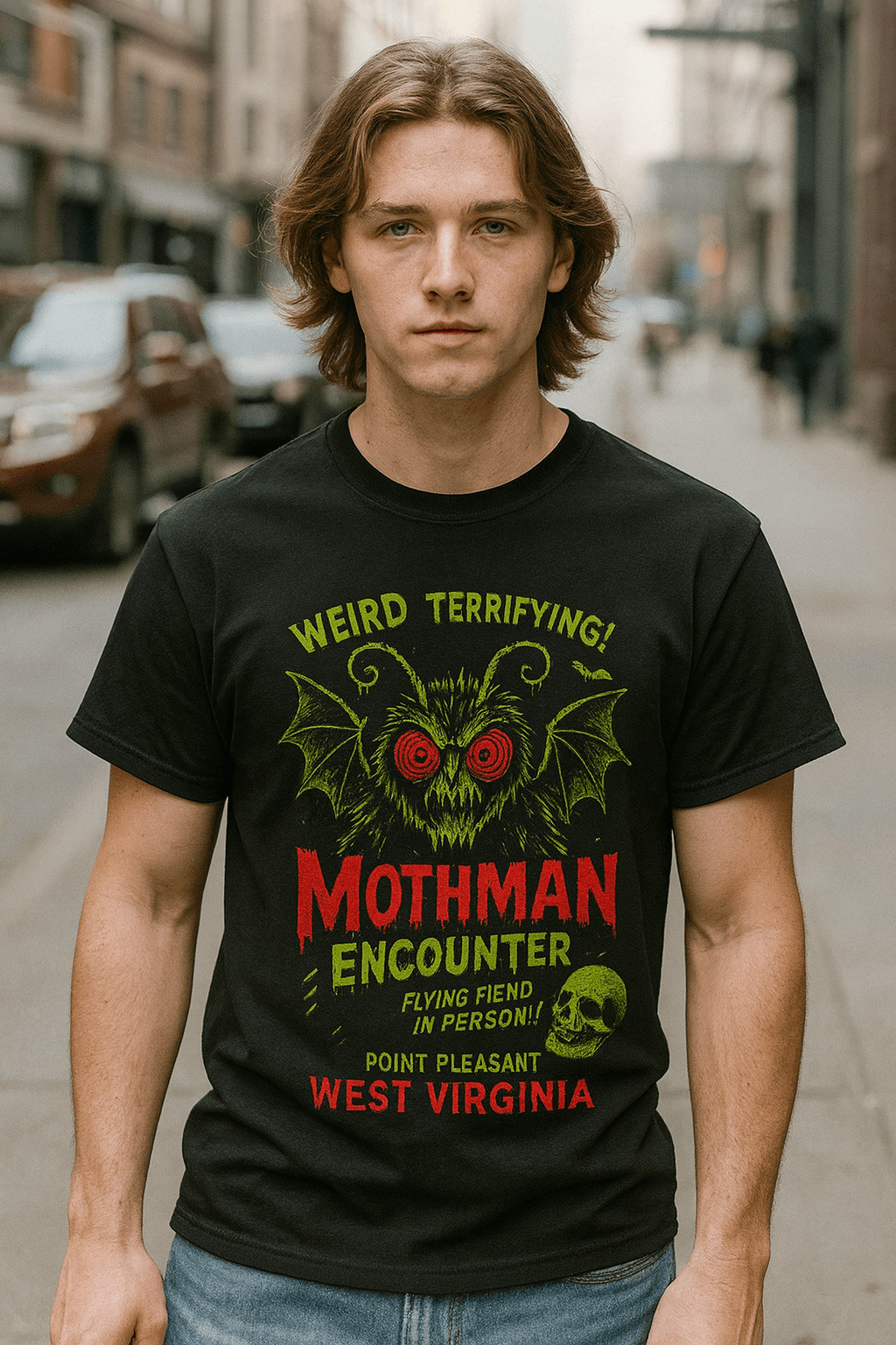 T-Shirt - Mothman T-Shirt | Cryptids, Retro & Vintage | Unisex Shirt, Ladies Tee, Tank Top, Long Sleeve, Sweatshirt, Hoodie from Crypto Zoo Tees