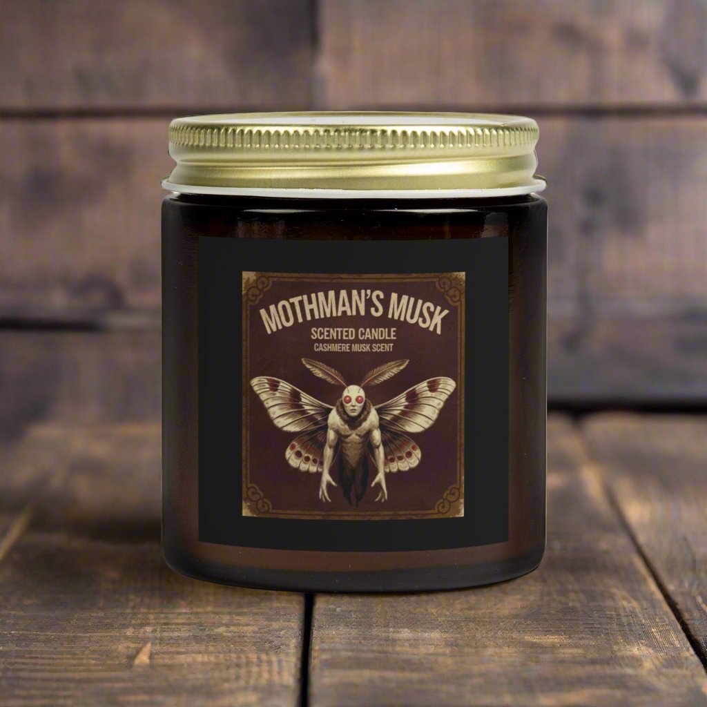 Home Decor - Mothman's Musk Scented Candle - Cashmere Musk - Coconut Apricot Wax with Cotton Wick from Crypto Zoo Tees