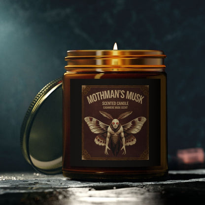 Home Decor - Mothman's Musk Scented Candle - Cashmere Musk - Coconut Apricot Wax with Cotton Wick from Crypto Zoo Tees