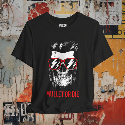 T-Shirt - Mullet Or Die Skull | Bella + Canvas Unisex T-shirt from Crypto Zoo Tees