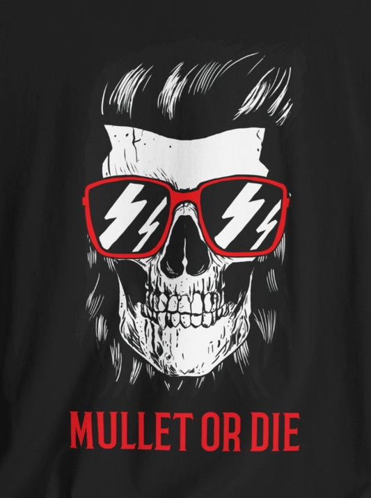 T-Shirt - Mullet Or Die Skull | Bella + Canvas Unisex T-shirt from Crypto Zoo Tees