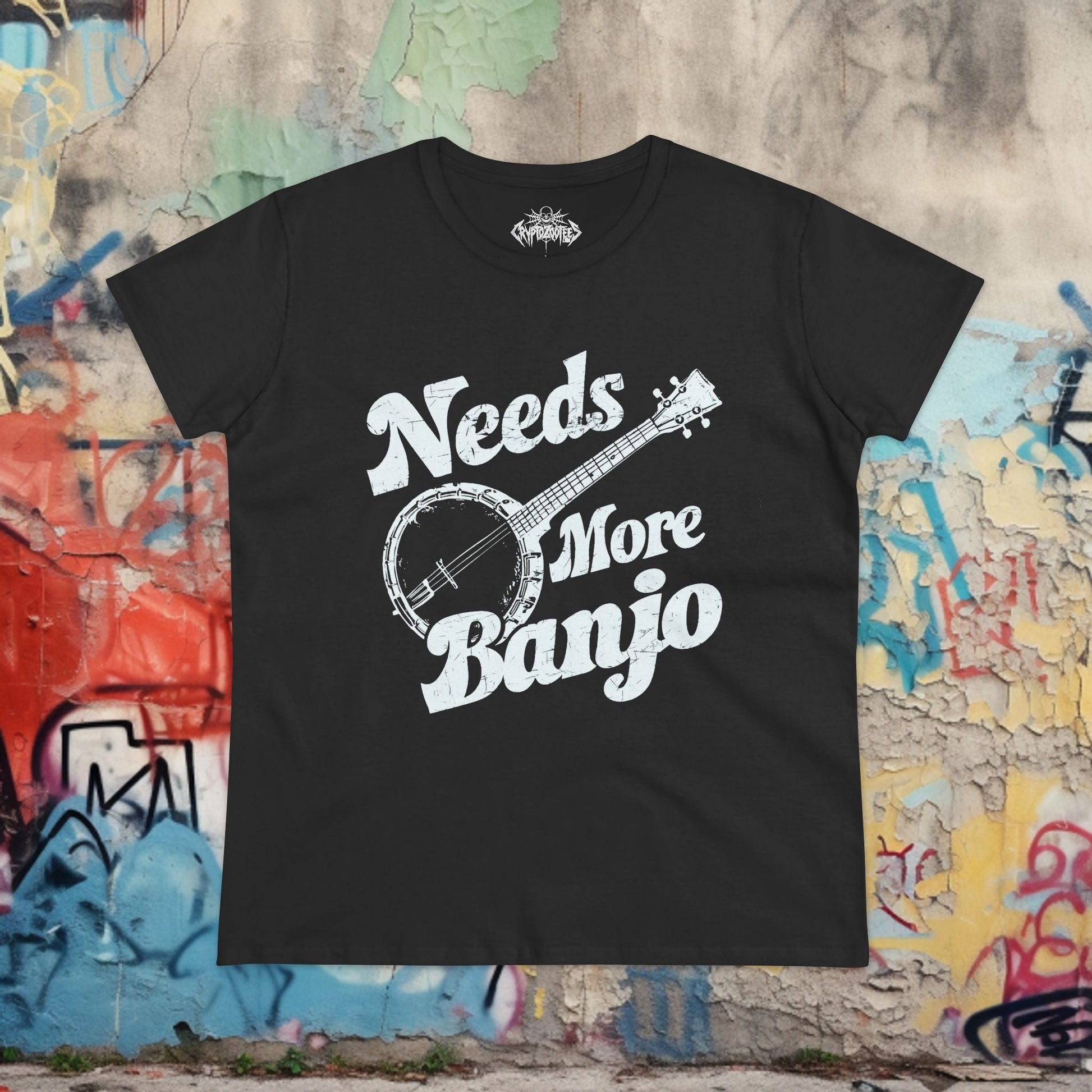 T-Shirt - Needs More Banjo | Music, Funny | Unisex Shirt, Ladies Tee, Tank Top, Long Sleeve, Sweatshirt, Hoodie, Kids from Crypto Zoo Tees
