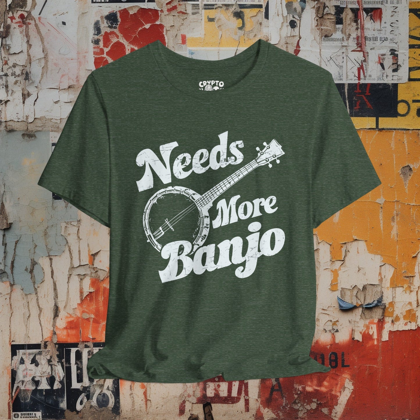 T-Shirt - Needs More Banjo Shirt | Bluegrass Tee | Bella + Canvas Unisex T-shirt from Crypto Zoo Tees