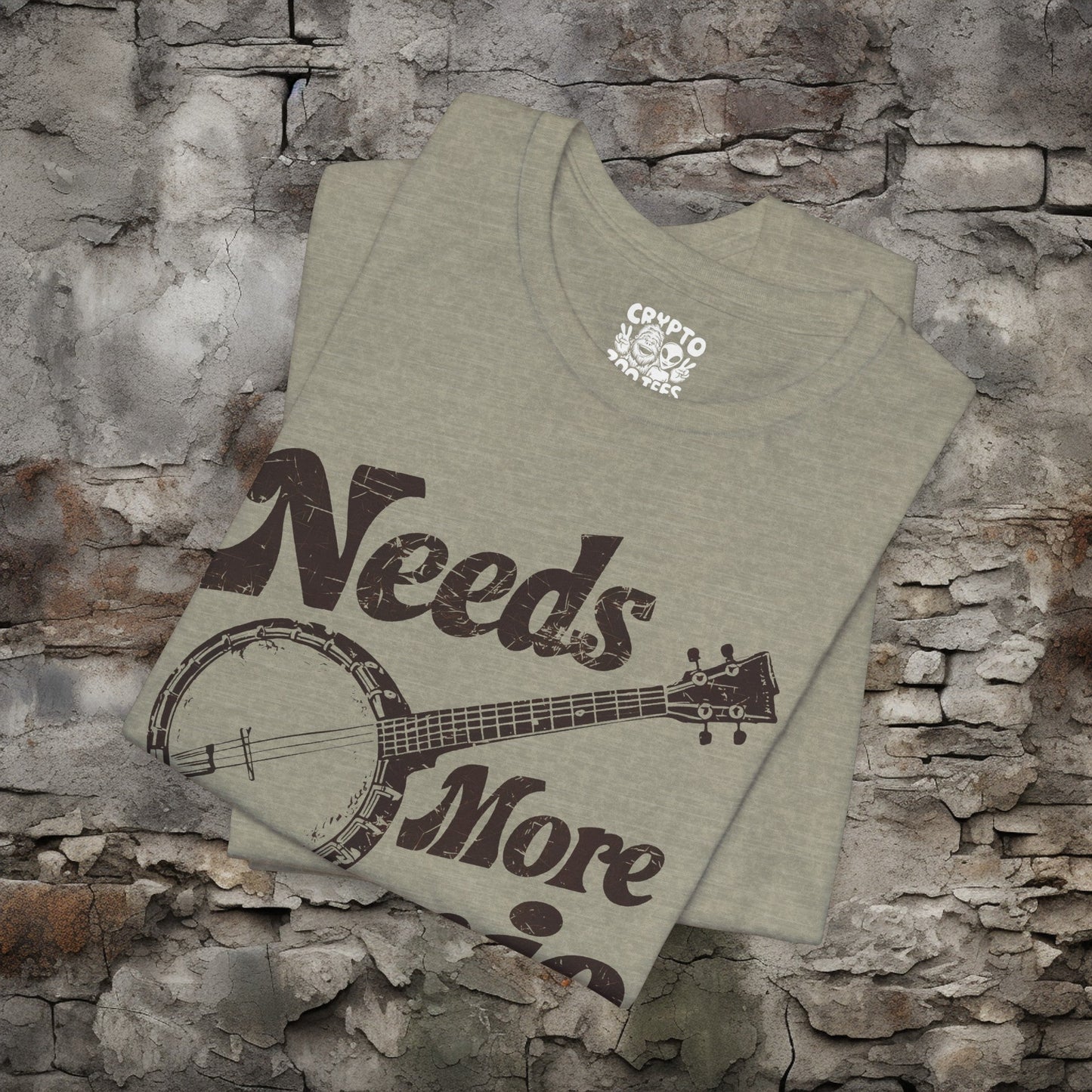 T-Shirt - Needs More Banjo Shirt | Bluegrass Tee | Bella + Canvas Unisex T-shirt from Crypto Zoo Tees