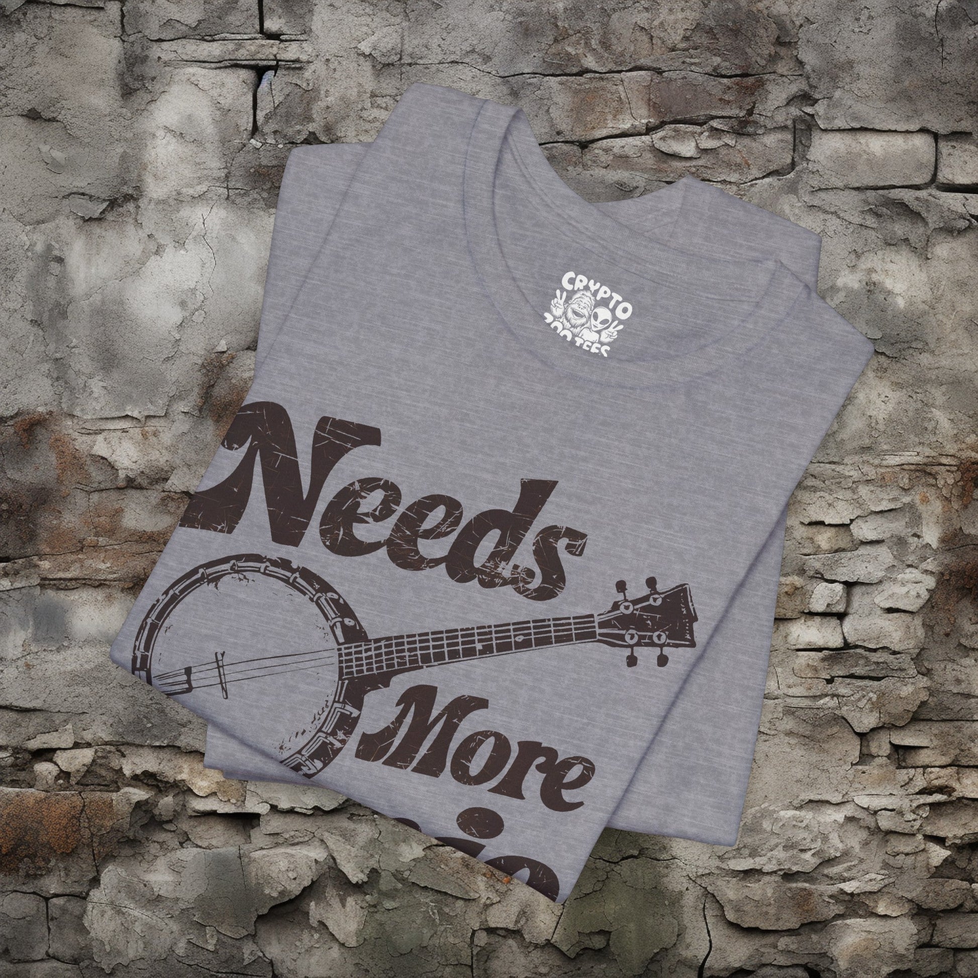 T-Shirt - Needs More Banjo Shirt | Bluegrass Tee | Bella + Canvas Unisex T-shirt from Crypto Zoo Tees