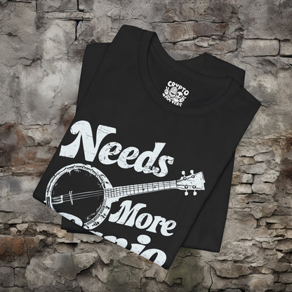 T-Shirt - Needs More Banjo Shirt | Bluegrass Tee | Bella + Canvas Unisex T-shirt from Crypto Zoo Tees