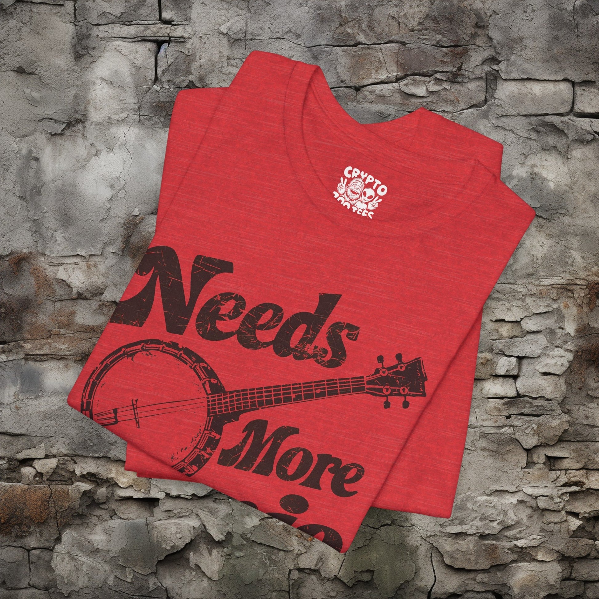 T-Shirt - Needs More Banjo Shirt | Bluegrass Tee | Bella + Canvas Unisex T-shirt from Crypto Zoo Tees